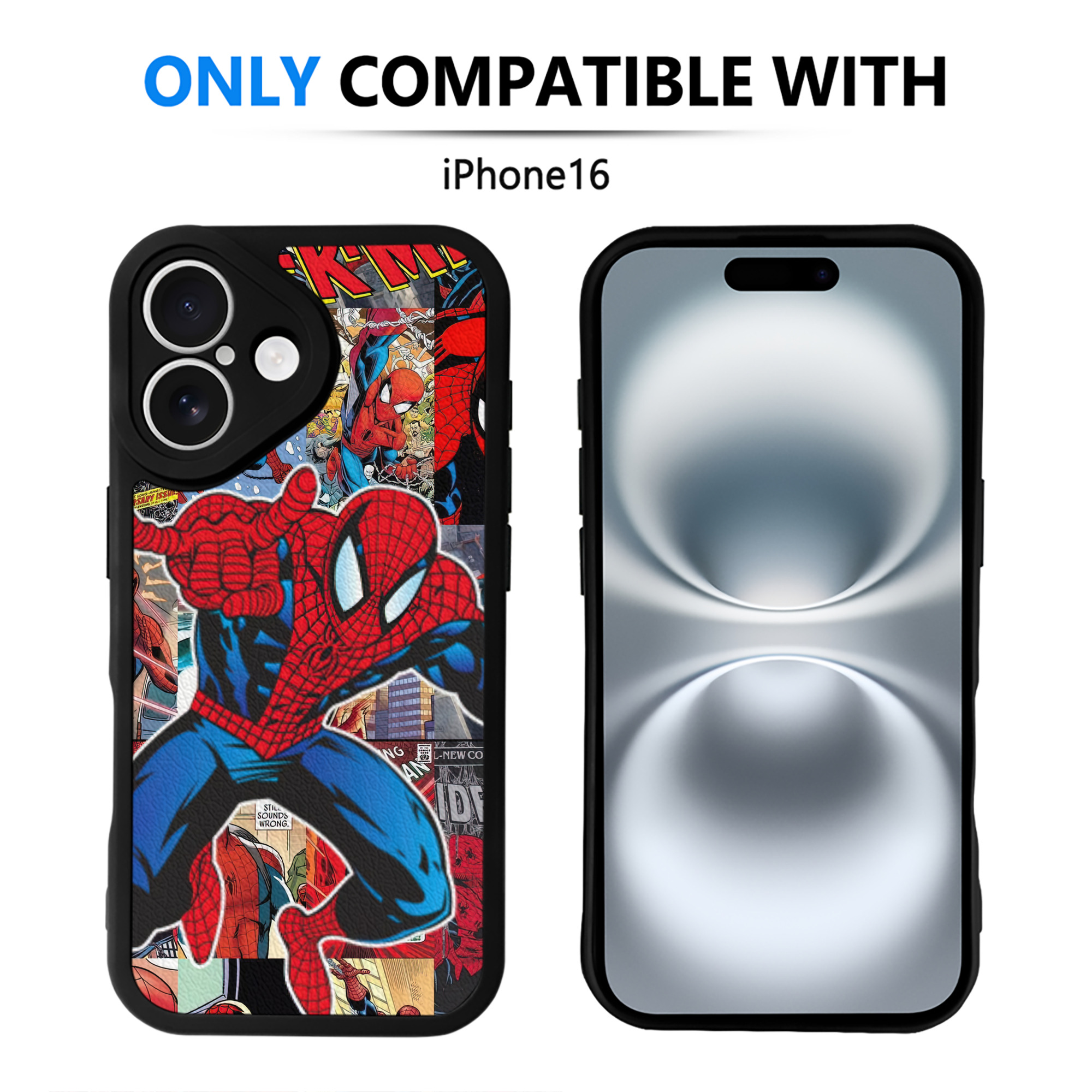Spider Man スパイダーマン 【iPhone 16シリーズ対応】シリコンスマホケース（レザー調） 材質：シリコン
